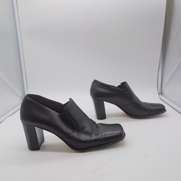 Vintage Sam & Libby Sz 8.5 Block Heel Black Leather Women's Shoes - Picture 6 of 10